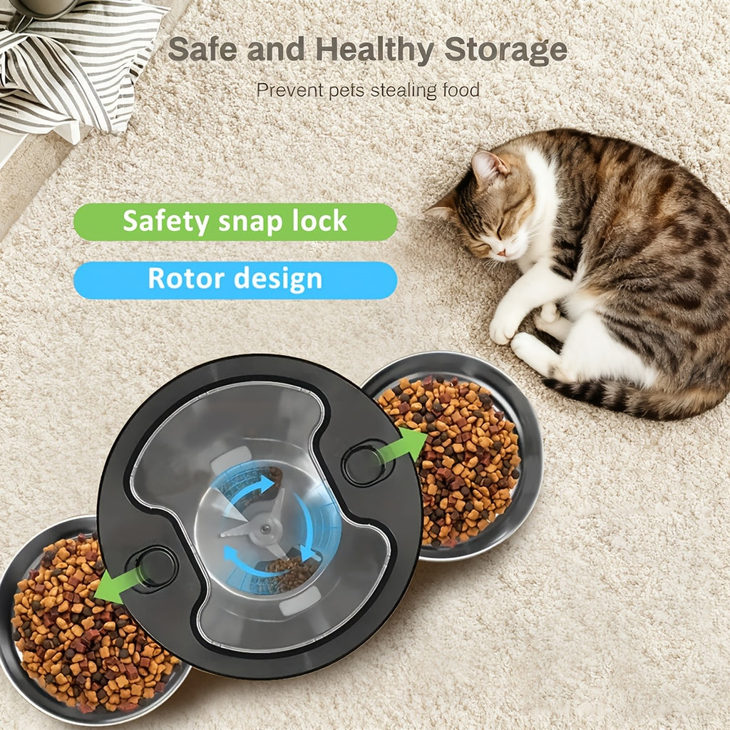 4.5L Stainless Steel Double Pet Automatic Feeder • Large Capacity, Multi-Pet Suitable • USB Powered