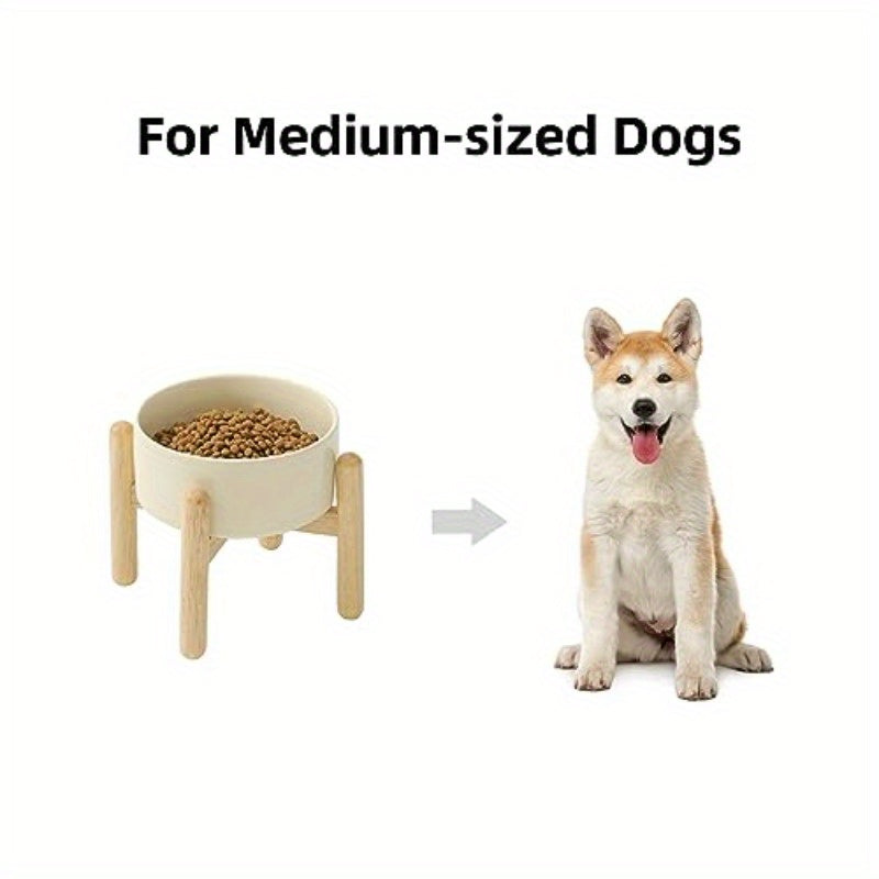 Ceramic Elevated Dog Feeder with Stand - 6.1 Inch Raised Pet Food  Water Bowl