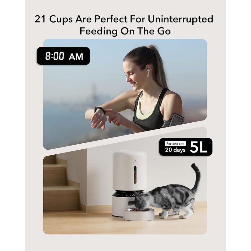 Petlibro PL-AF006-01W Granary 5L Automatic Pet Feeder, Single Tray, White - Certified Refurbished