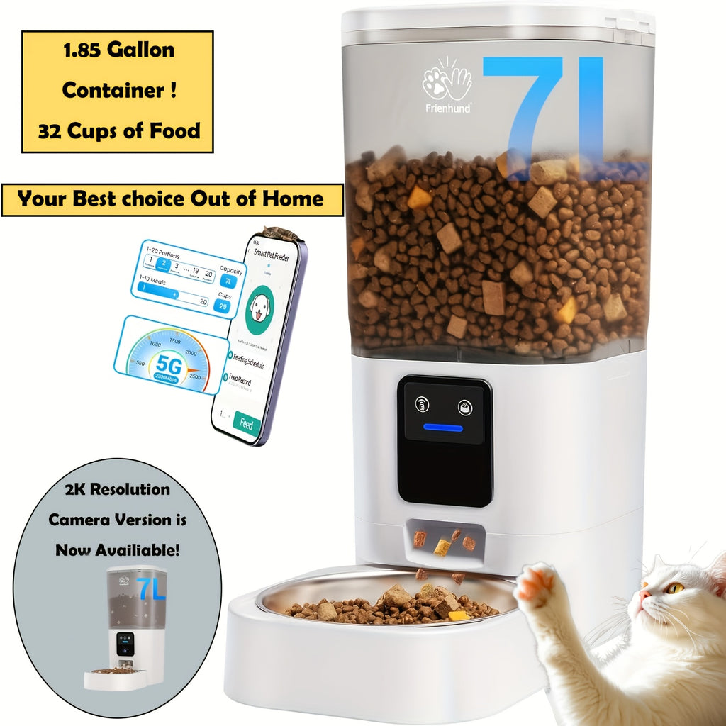 Automatic Cat Feeder, 5G WiFi support: Automatic Dog Feeder Large Breed with 1.85gal Dog Food Storage Container