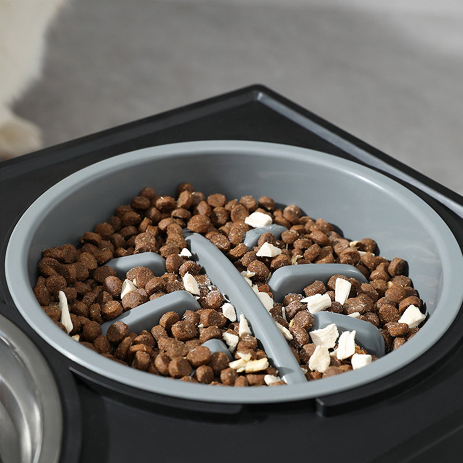 Personalize Raised Dog Bowl Stainless Steel + Slow Feeder Dog Bowl Height-Adjustable Double Dog Food