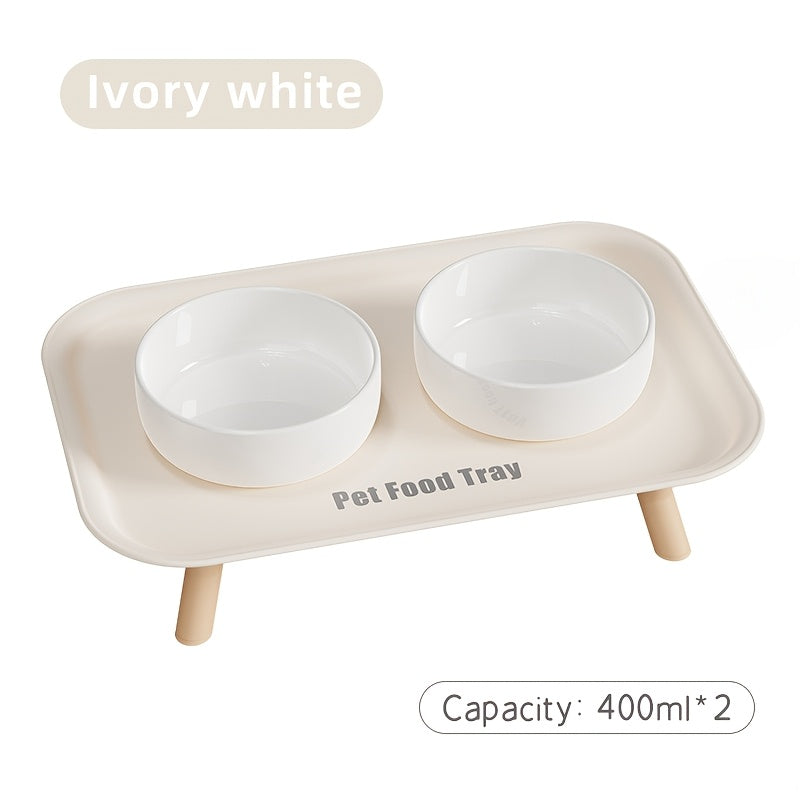 New Large Dining Table Pet Ceramic Double Bowl Dish