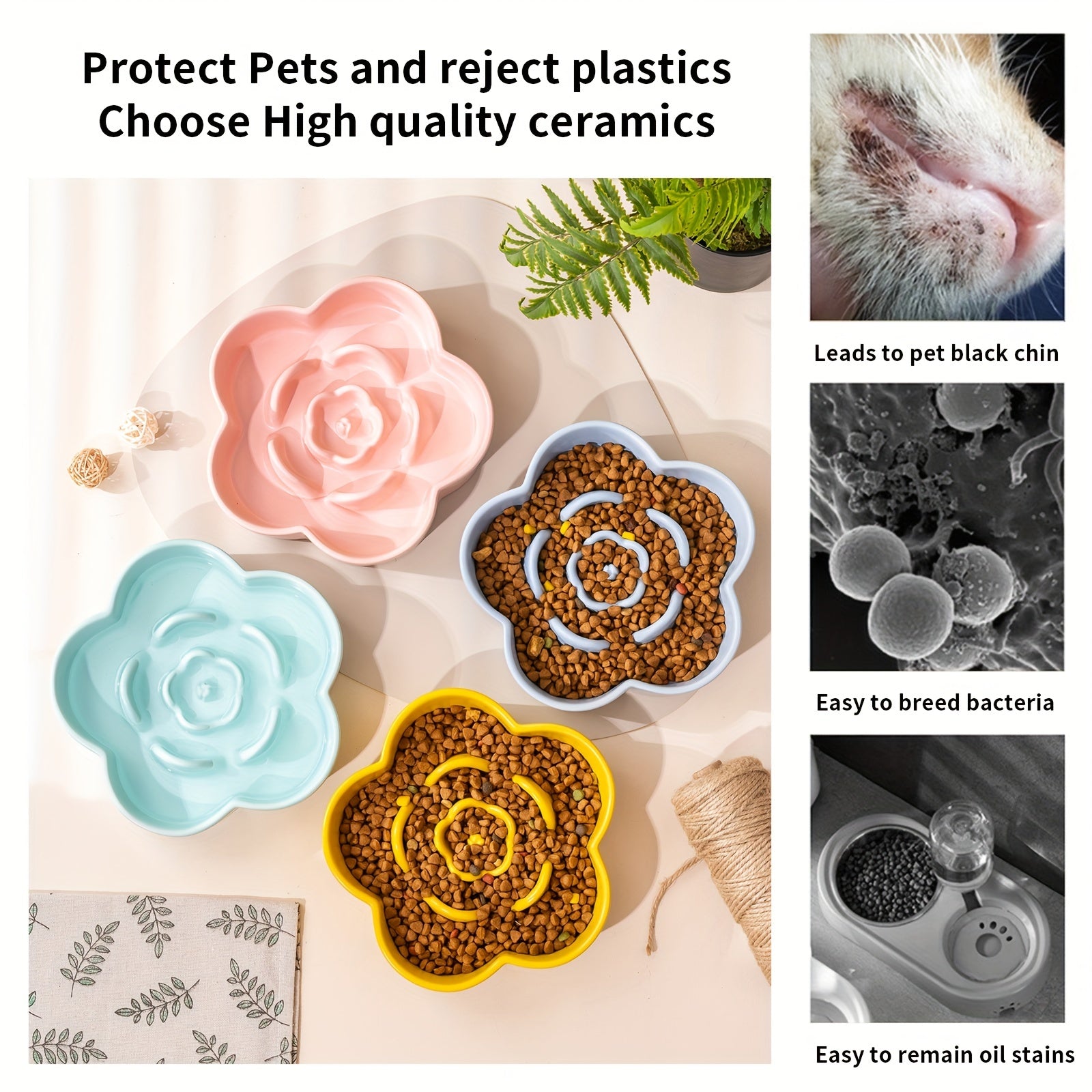 Porcelain Slow Food Bowl Dog Bowl Anti-Choking Medium and Large Dogs Dog Food Basin Cat Bowl