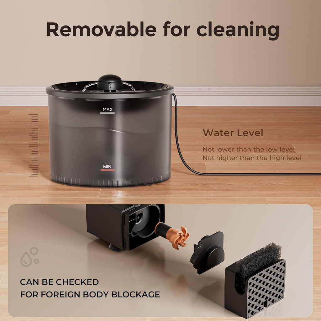 Automatic Cat Feeder and Water Fountain, Timed Pet Dry Food Dispenser, Programmable Portion Control