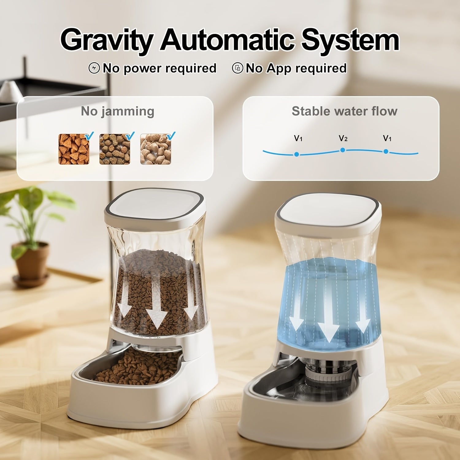 Dogs Feeder&Water Dispenser, Gravity-Fed Automatic, Each 1Gallon Large Capacity