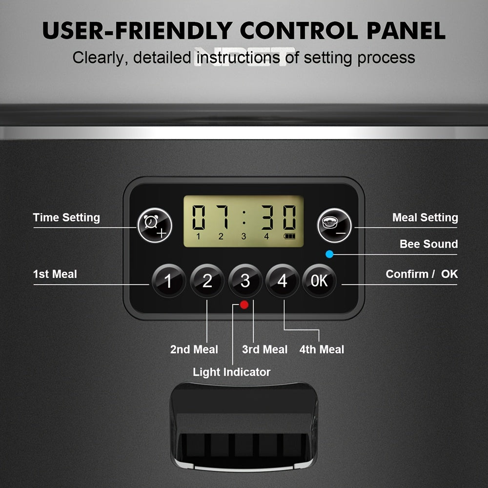 NPET Automatic Pet Feeder 1.06gal Large Capacity Timed Distribute Food Cat