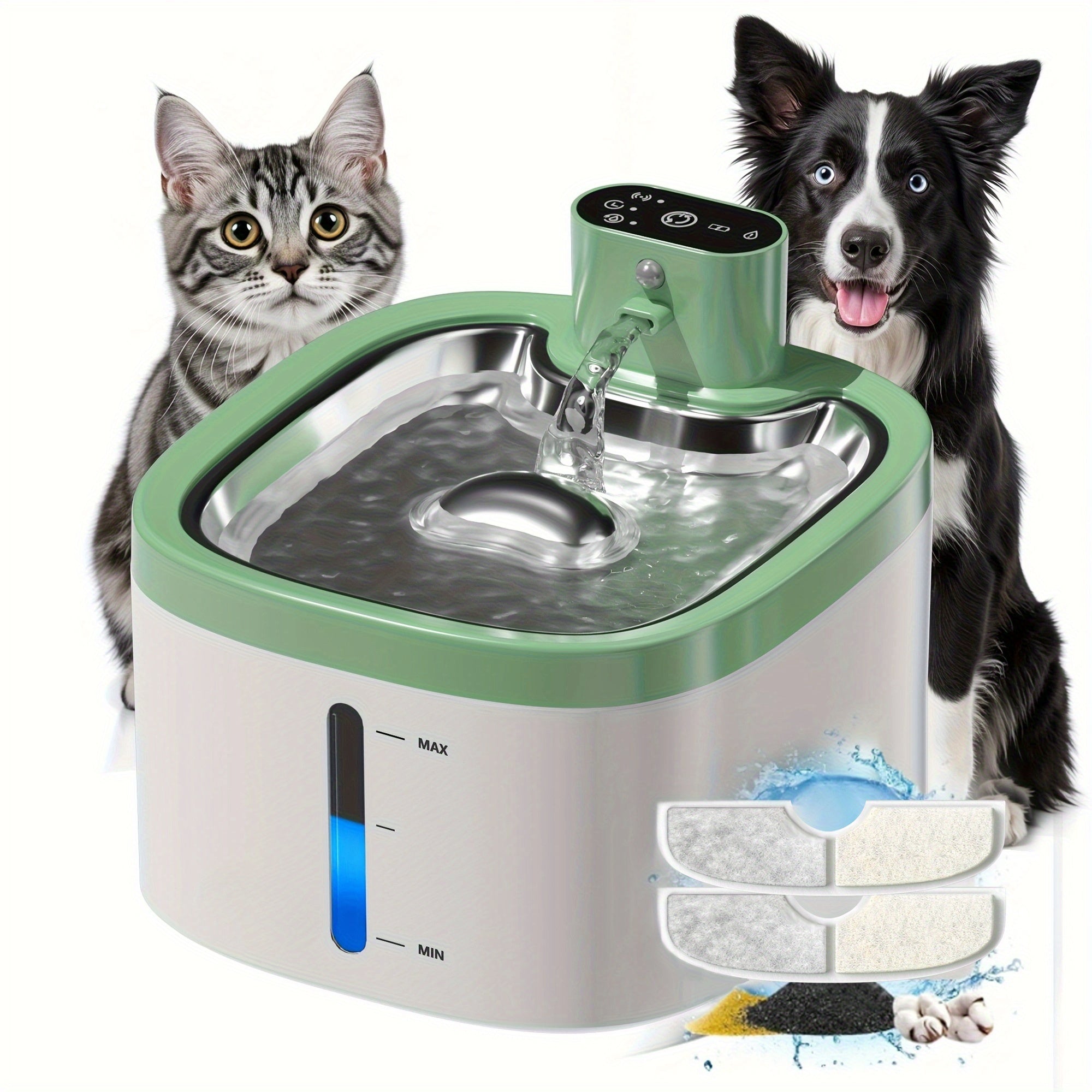 Pet Food Dispenser Bowl Automatic Pet Water Fountain with Water Level Window
