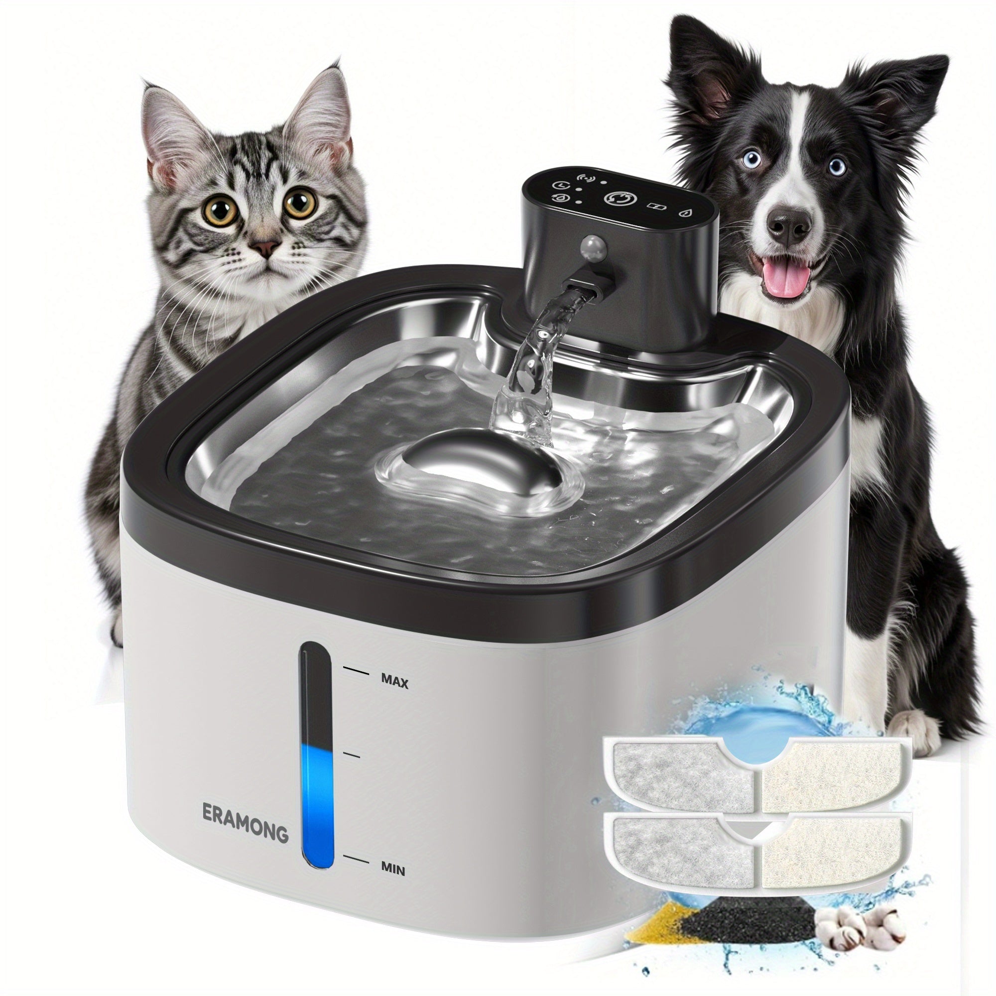 Pet Food Dispenser Bowl Automatic Pet Water Fountain with Water Level Window