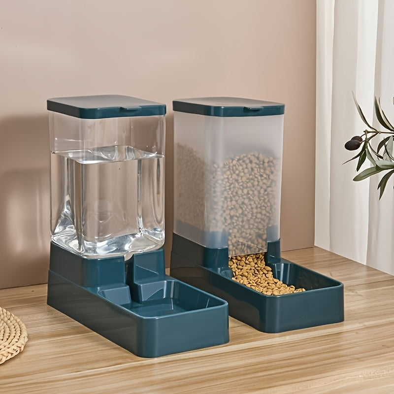 2pcs Multicolor Automatic Cat Feeder and Water Dispenser Set