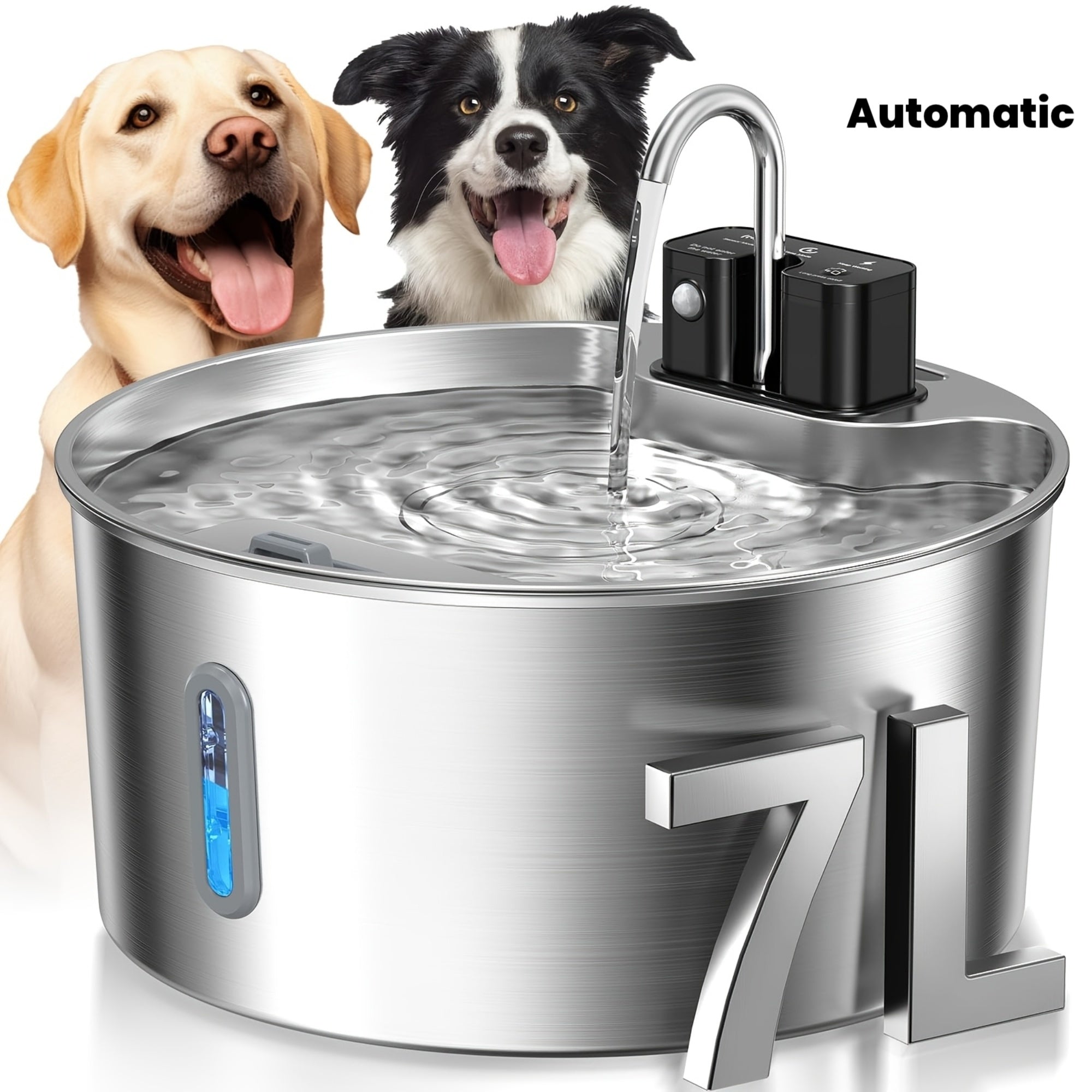 1.85gal Wireless Cat Water Fountain | Battery-Powered Stainless Steel Pet Water Fountain