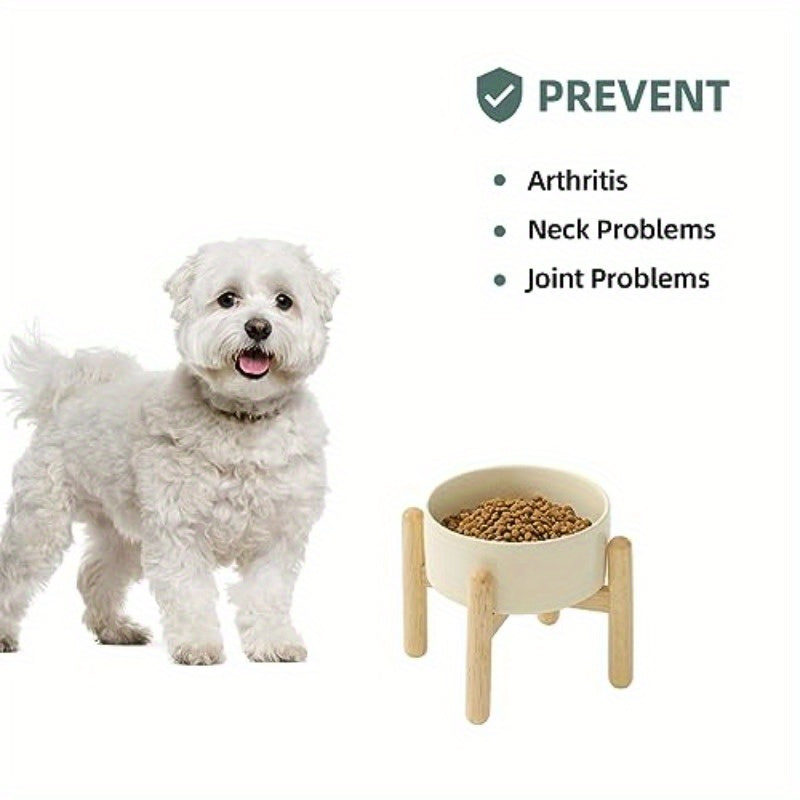 Ceramic Elevated Dog Feeder with Stand - 6.1 Inch Raised Pet Food  Water Bowl