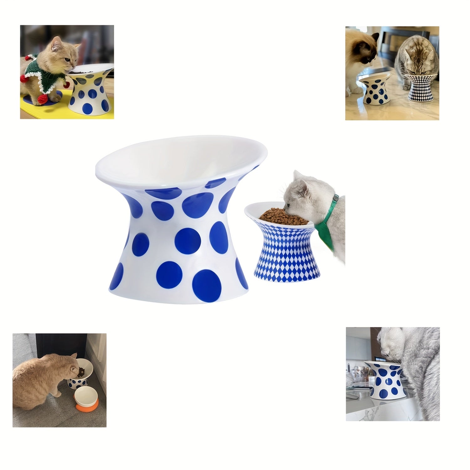 Elevated Cat Bowl, Ceramic Inclined Pet Food Bowl Water Bowl, Cat Feeder Bowl, Reduces Neck Strain