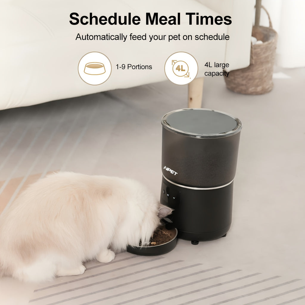 NPET Automatic Pet Feeder 1.06gal Large Capacity Timed Distribute Food Cat