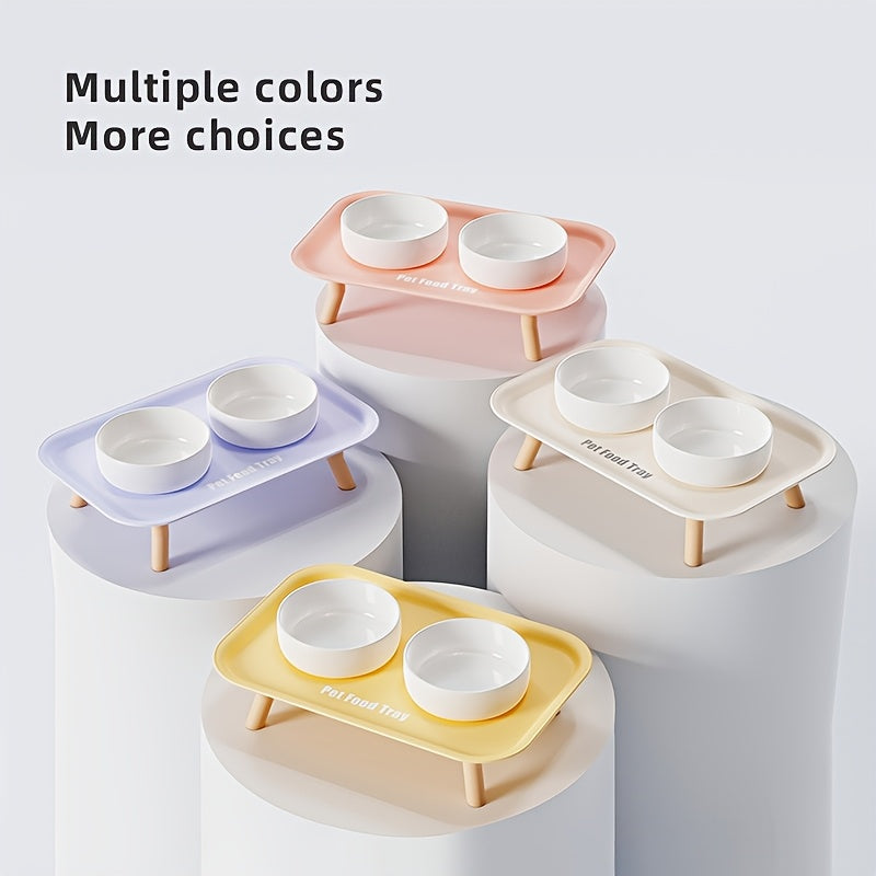 New Large Dining Table Pet Ceramic Double Bowl Dish