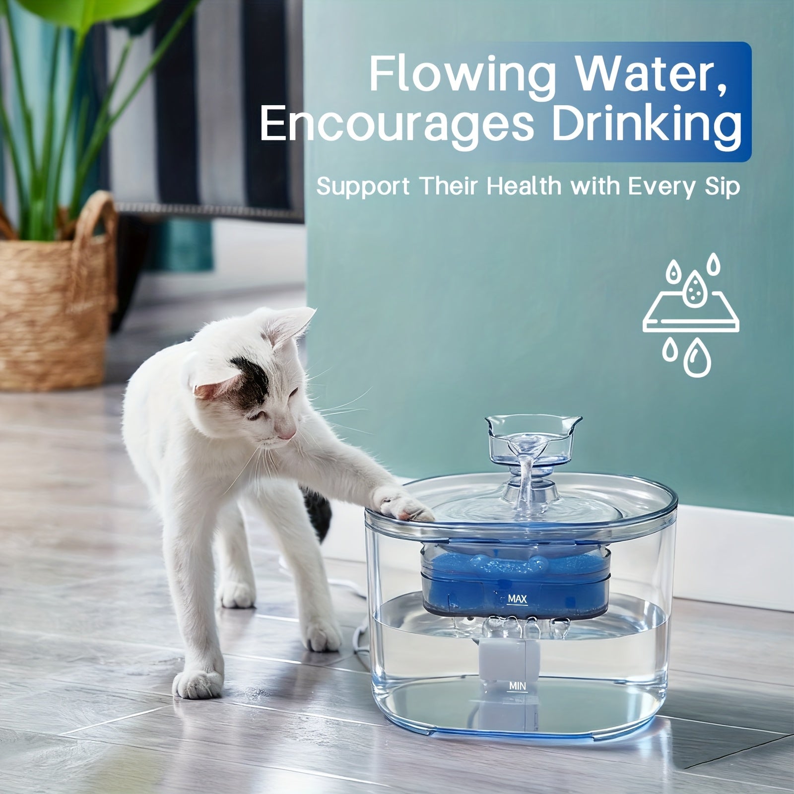 Automatic Pet Fountain 2.2L Automatic Pet Water Fountain | 74.39oz Cat Dog Bowl