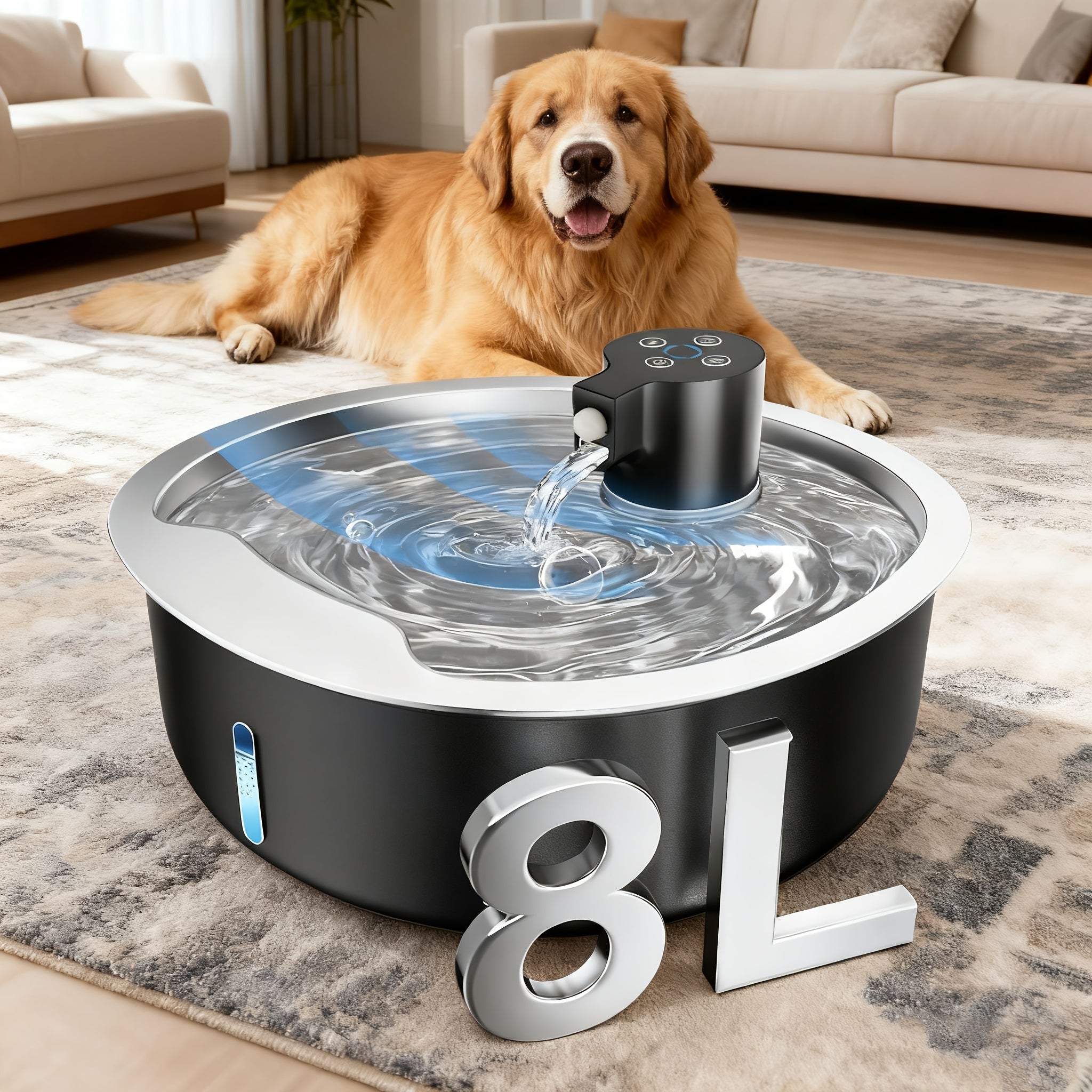 8L\u002F272oz Stainless Steel Pet Water Dispenser | Includes 3