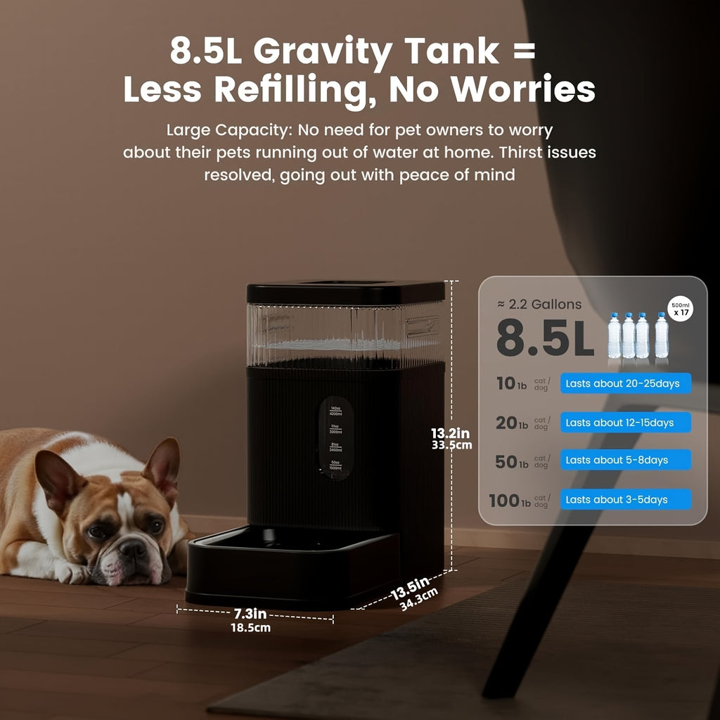 Nomipaw Automatic Dog Water Dispenser 2.25gal Gravity Waterer No Battery No Power