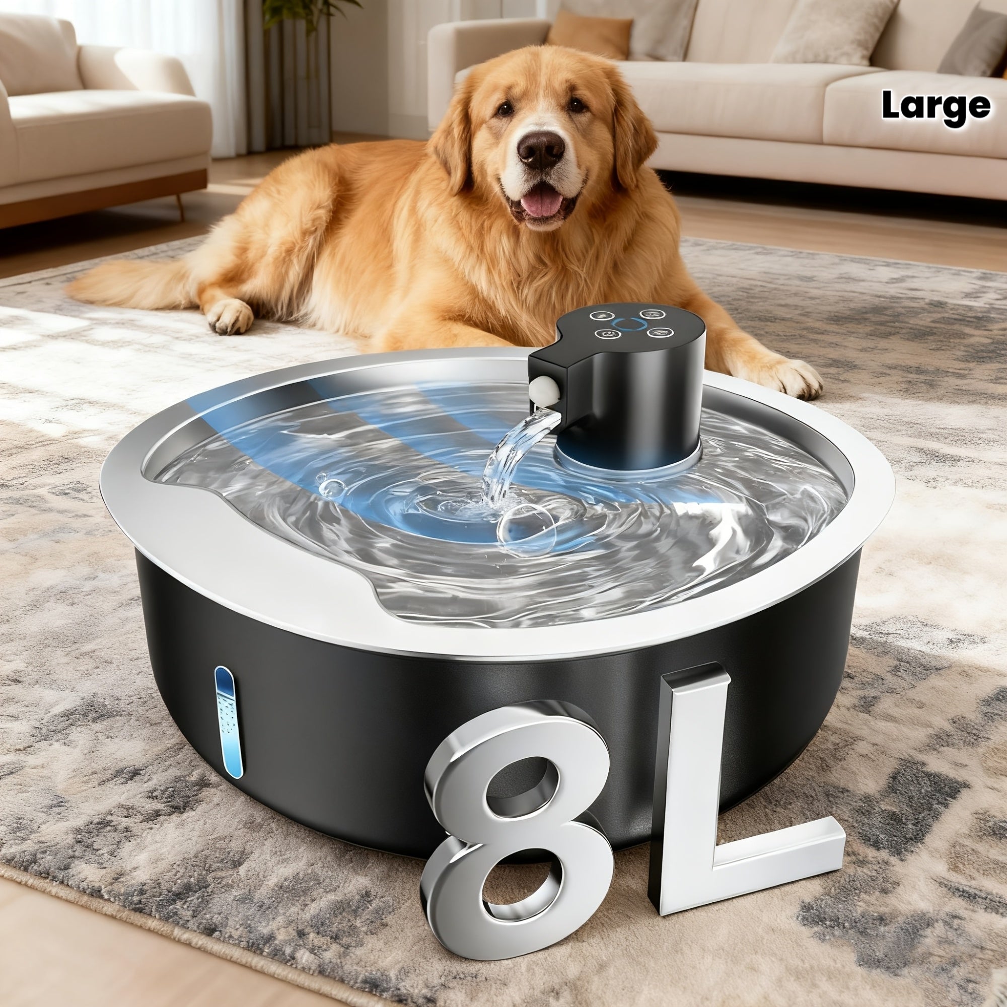 8L\u002F272oz Stainless Steel Pet Water Dispenser | Includes 3