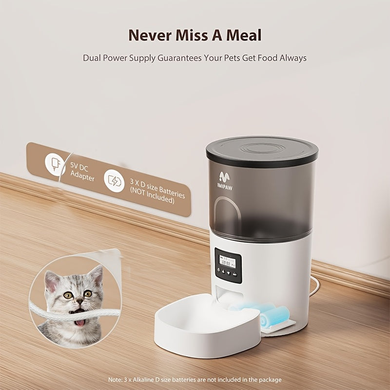 Automatic Cat Feeder and Water Fountain, Timed Pet Dry Food Dispenser, Programmable Portion Control