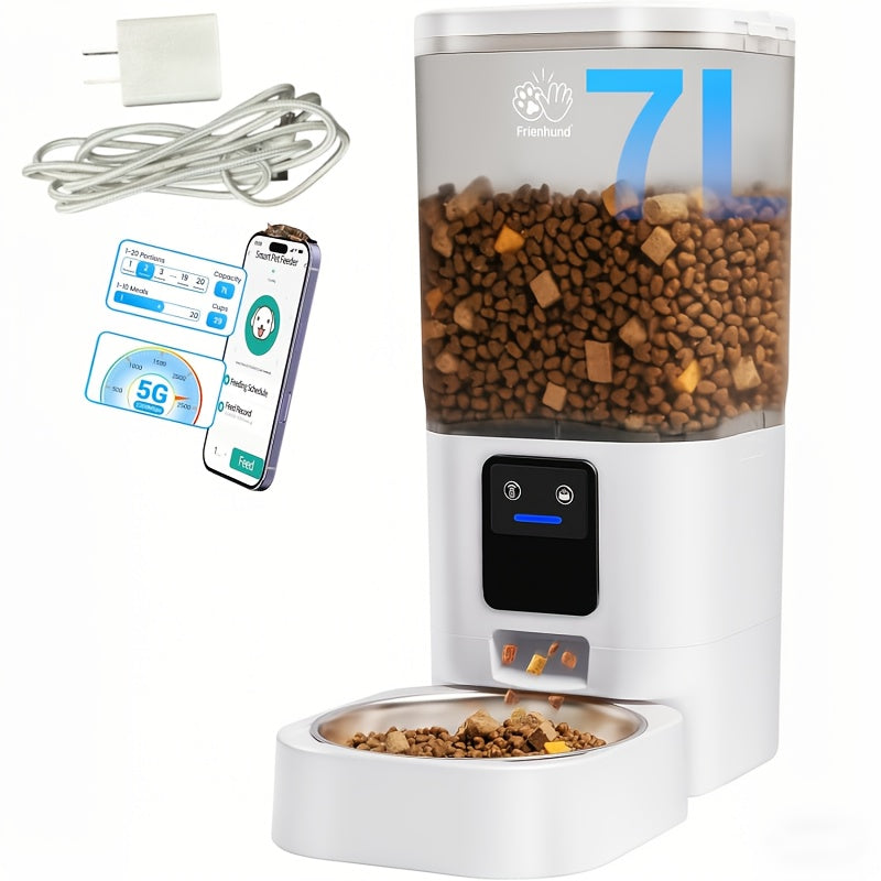 Automatic Cat Feeder, 5G WiFi support: Automatic Dog Feeder Large Breed with 1.85gal Dog Food Storage Container