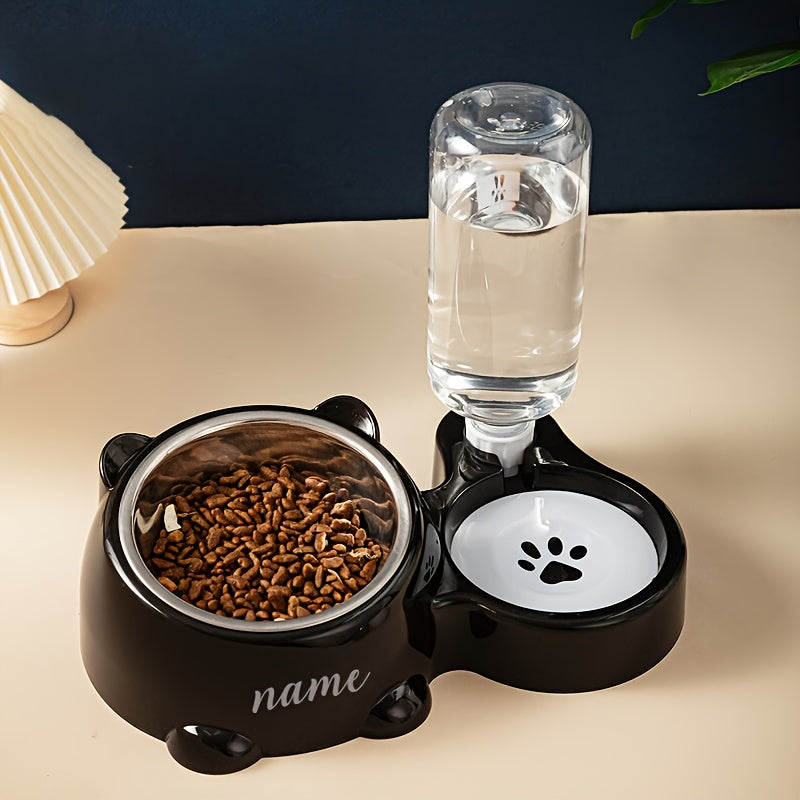 Customized Personalized Pet Bowl • Slanted Design • 1pc • Automatic Water Refill • Lightweight