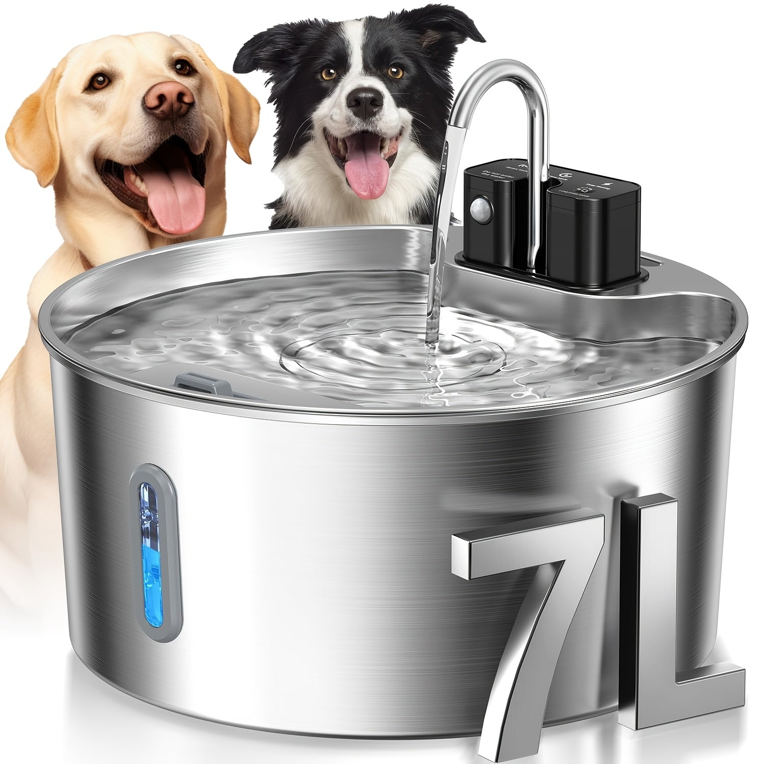 1.85gal Wireless Cat Water Fountain | Battery-Powered Stainless Steel Pet Water Fountain