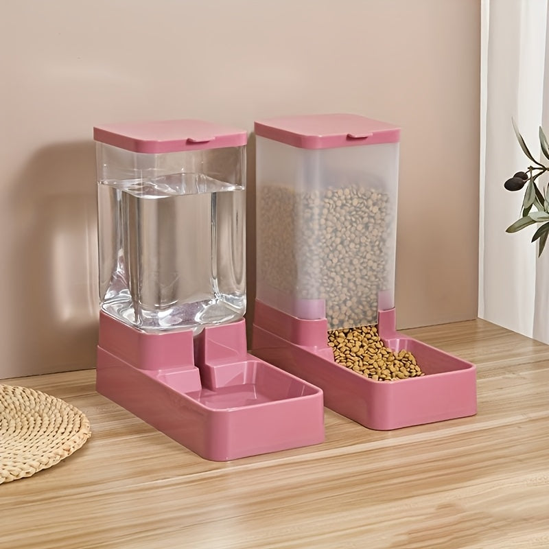 2pcs Multicolor Automatic Cat Feeder and Water Dispenser Set
