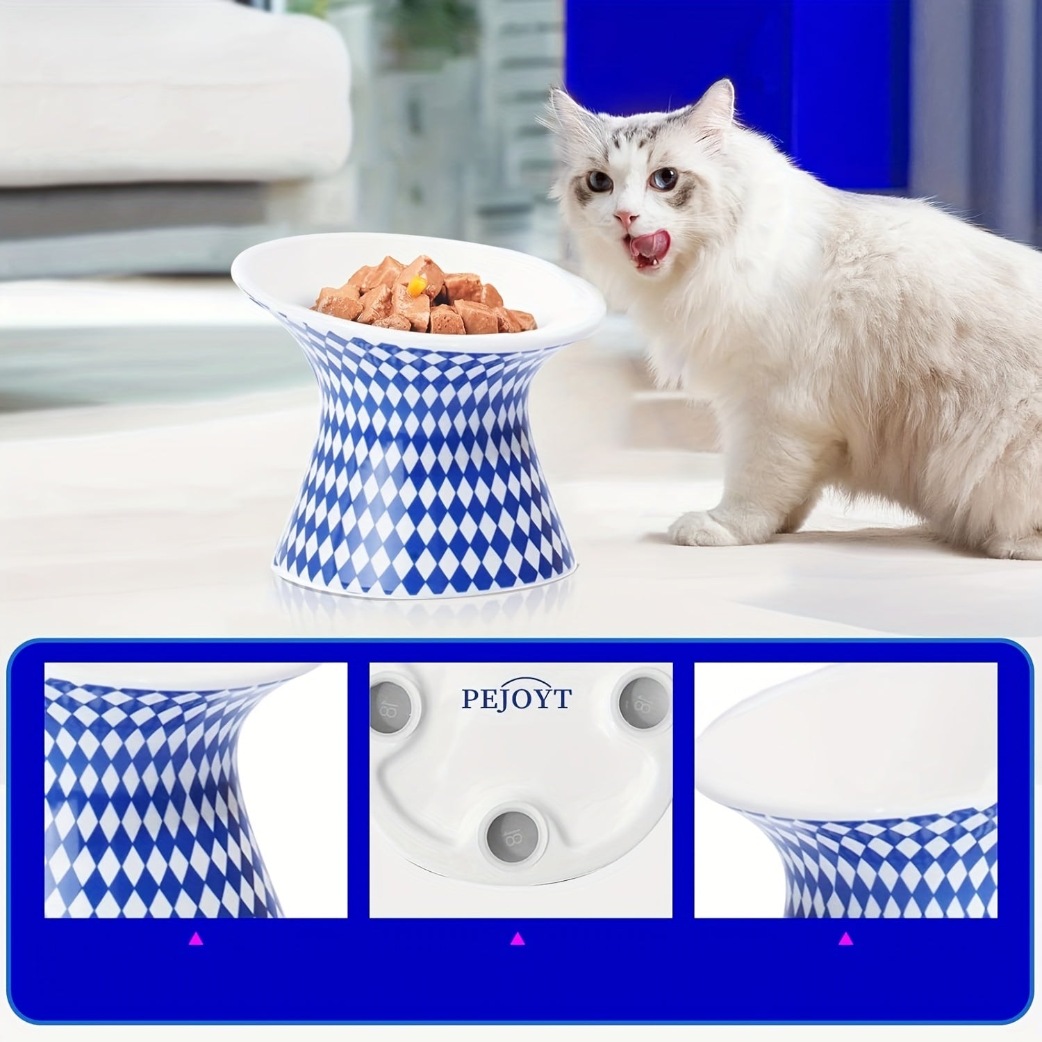 Elevated Cat Bowl, Ceramic Inclined Pet Food Bowl Water Bowl, Cat Feeder Bowl, Reduces Neck Strain