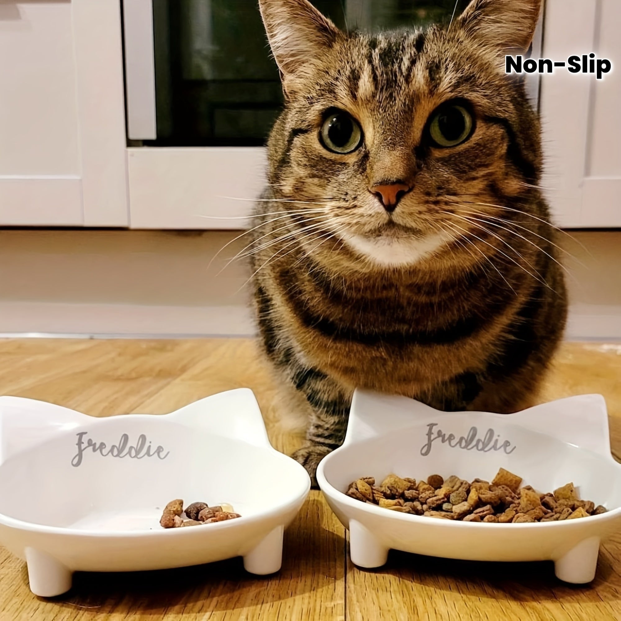 1- Personalized cat bowl, non-slip cat bowl, cute cat-shaped feeding bowl