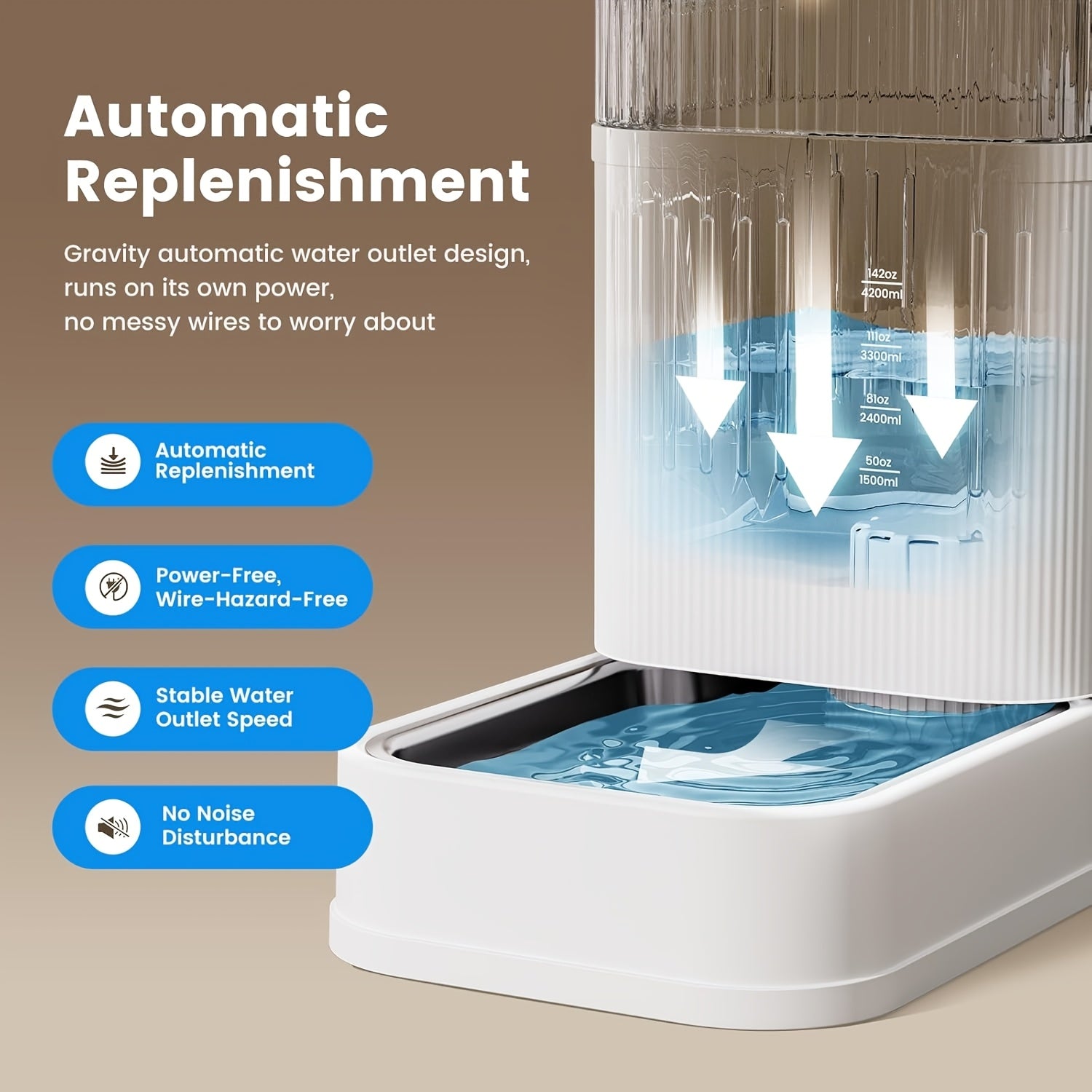 Nomipaw Automatic Dog Water Dispenser 2.25gal Gravity Waterer No Battery No Power