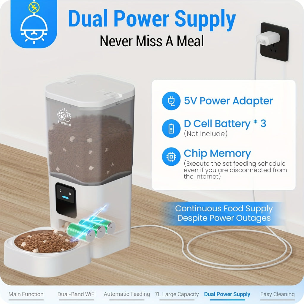 Automatic Cat Feeder, 5G WiFi support: Automatic Dog Feeder Large Breed with 1.85gal Dog Food Storage Container