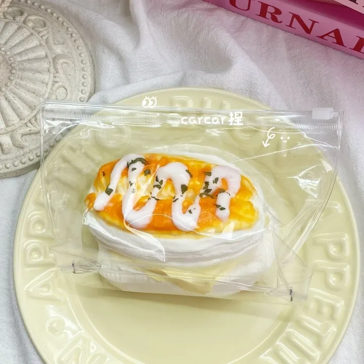 Double Cheese Stuffed Cream Bread Squishy Stress Toy with Ultra-Soft Slow Rising Squeeze 🧀🥖✨