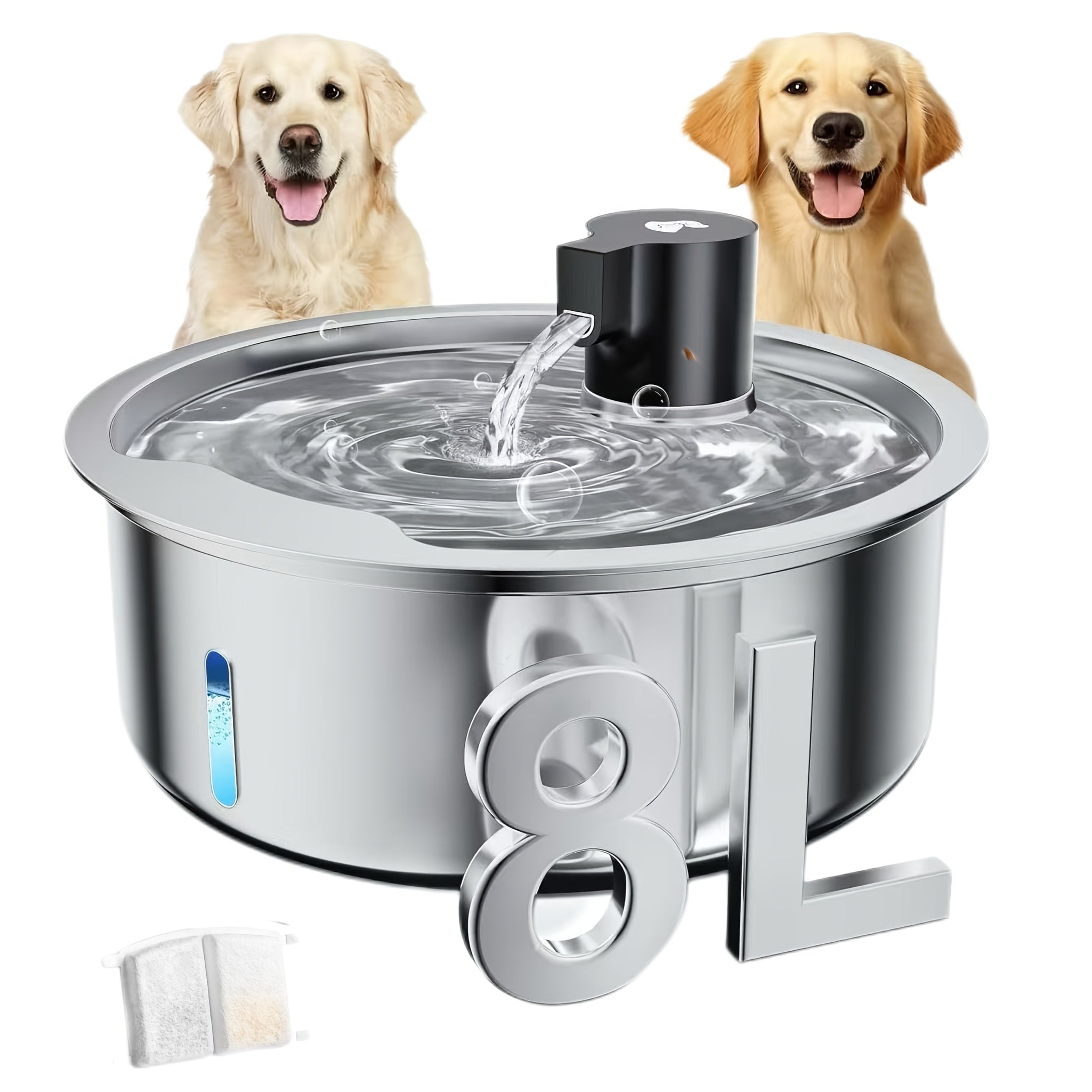 8L\u002F272oz Stainless Steel Pet Water Dispenser | Includes 3