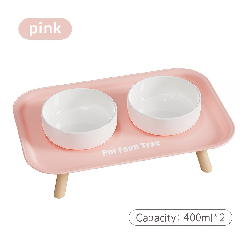 New Large Dining Table Pet Ceramic Double Bowl Dish