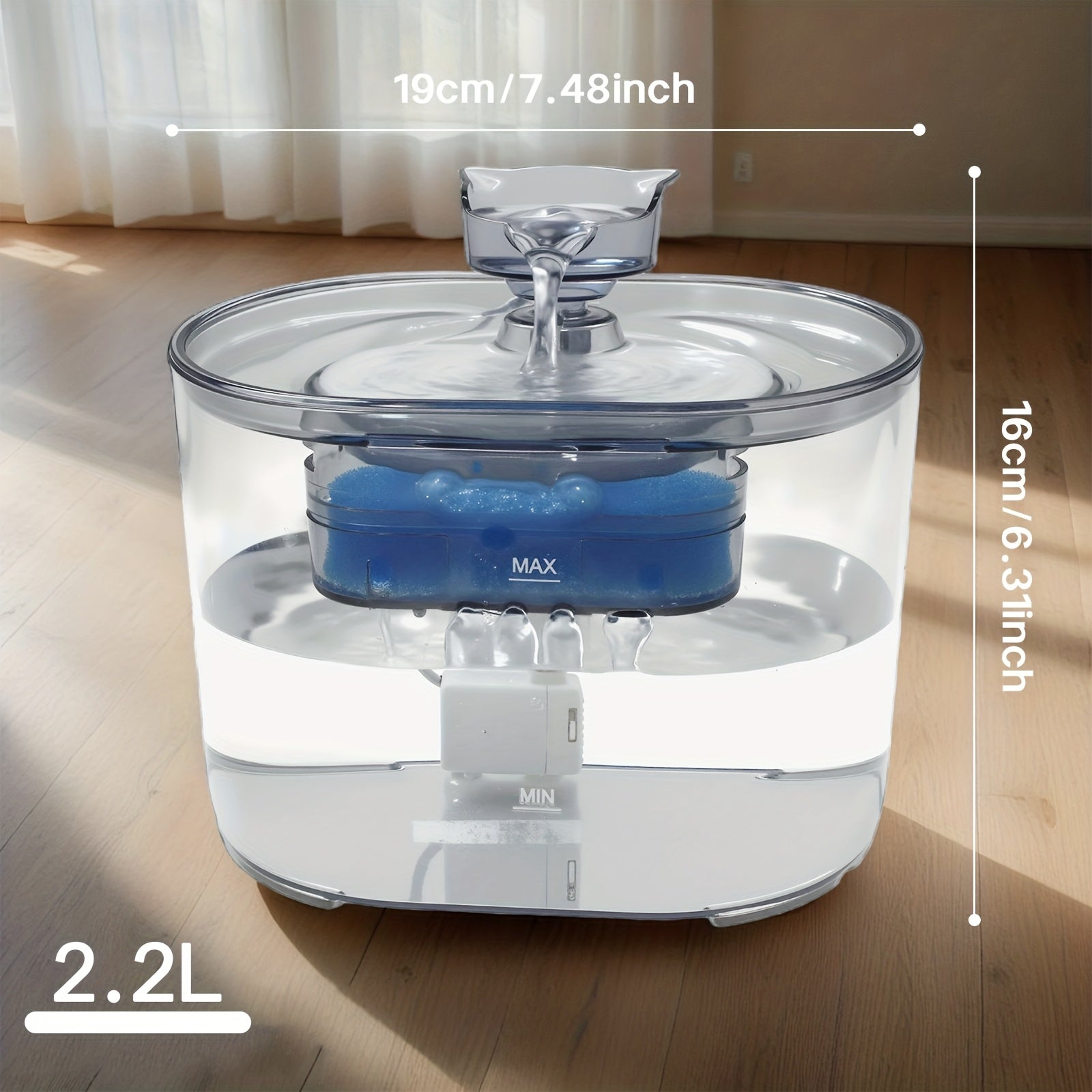 Automatic Pet Fountain 2.2L Automatic Pet Water Fountain | 74.39oz Cat Dog Bowl