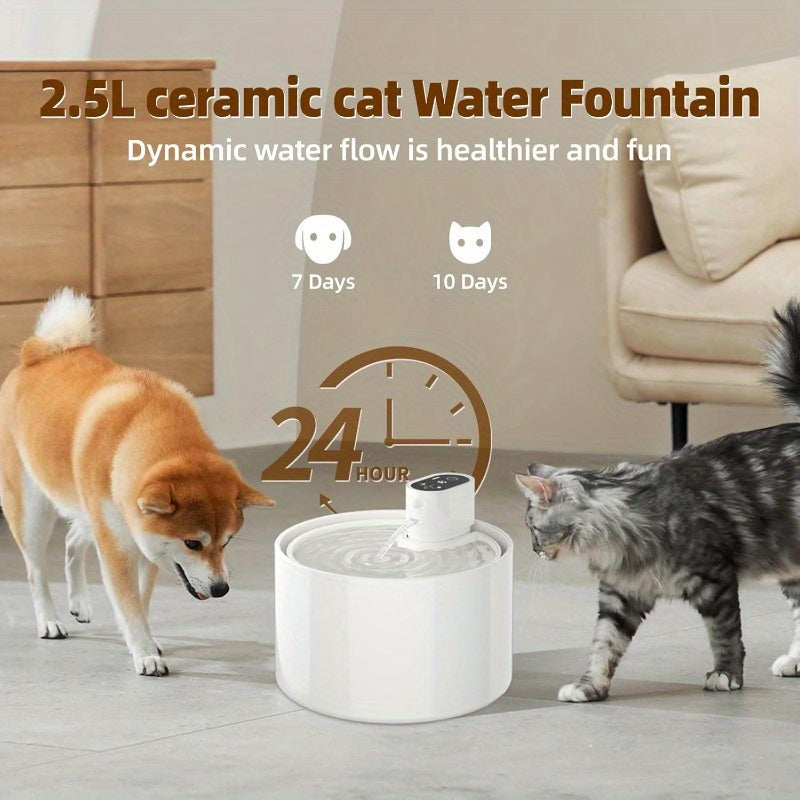 Automatic Ceramic Cat & Dog Water Fountain with Ultra-Quiet Pump