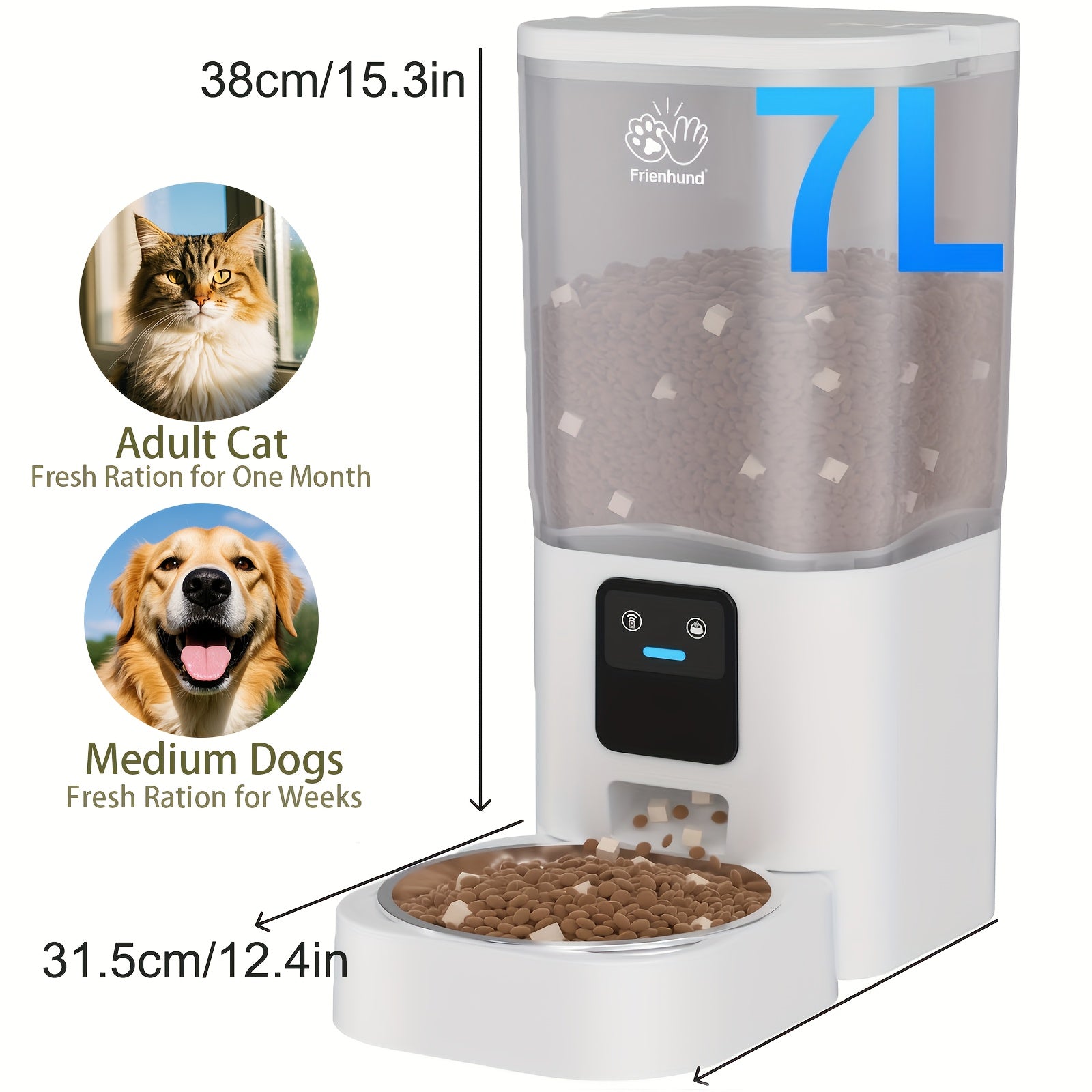 Automatic Cat Feeder, 5G WiFi support: Automatic Dog Feeder Large Breed with 1.85gal Dog Food Storage Container