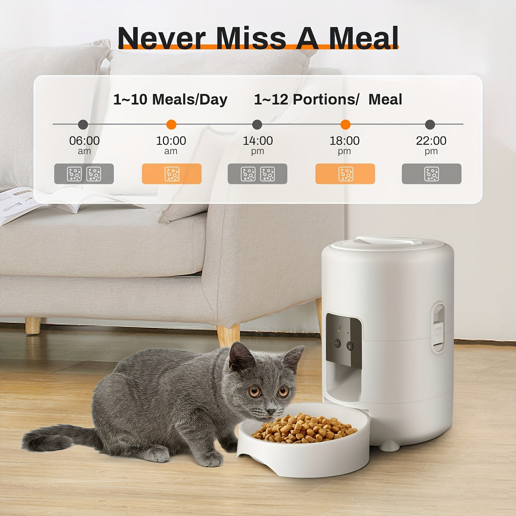 67.63oz Automatic Smart Wifi Button Cat Feeder, Pet Food Dispenser for Dry Food for Cats And Dogs