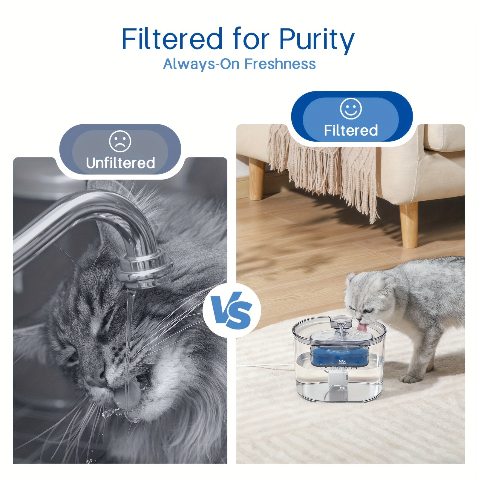 Automatic Pet Fountain 2.2L Automatic Pet Water Fountain | 74.39oz Cat Dog Bowl