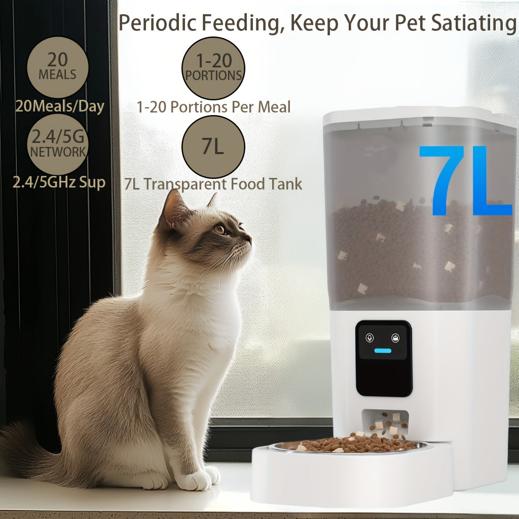 Automatic Cat Feeder, 5G WiFi support: Automatic Dog Feeder Large Breed with 1.85gal Dog Food Storage Container