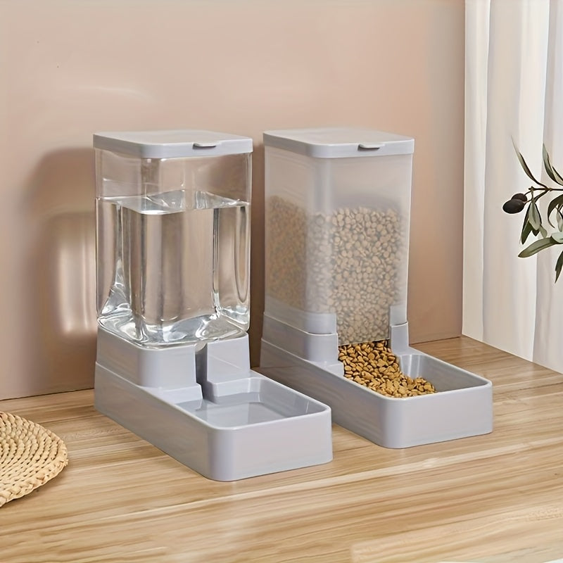 2pcs Multicolor Automatic Cat Feeder and Water Dispenser Set