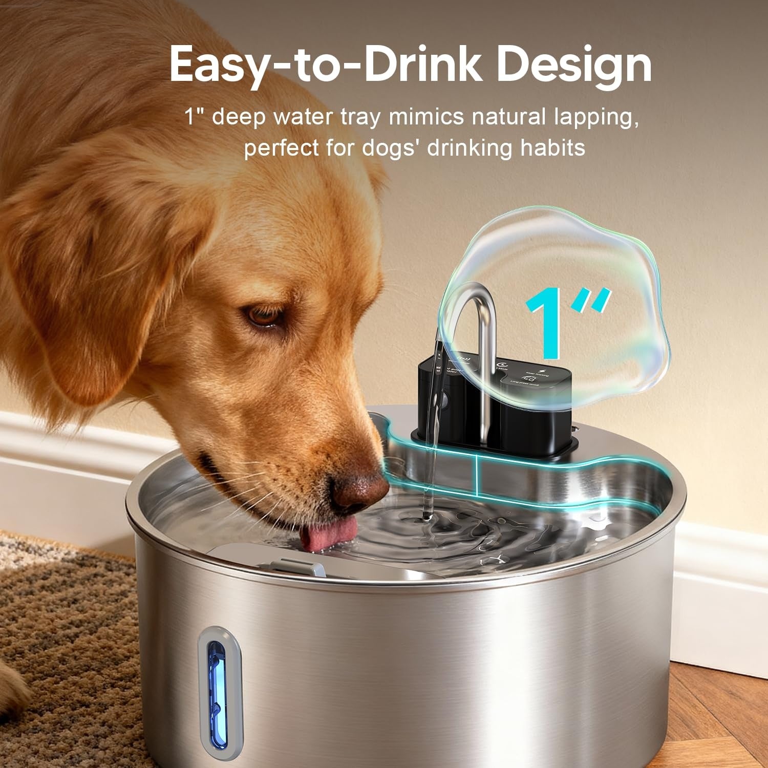 1.85gal Wireless Cat Water Fountain | Battery-Powered Stainless Steel Pet Water Fountain